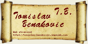 Tomislav Benaković vizit kartica